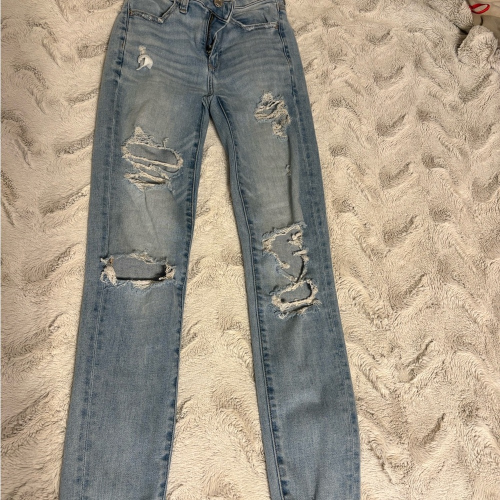 Distressed Blue Jeans
